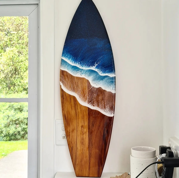 Resin and Wood Ocean Surfboard Art