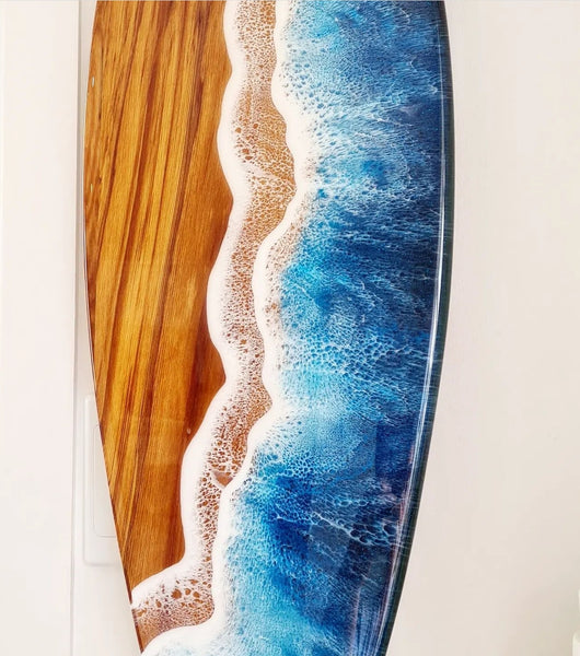 Resin and Wood Ocean Surfboard Art
